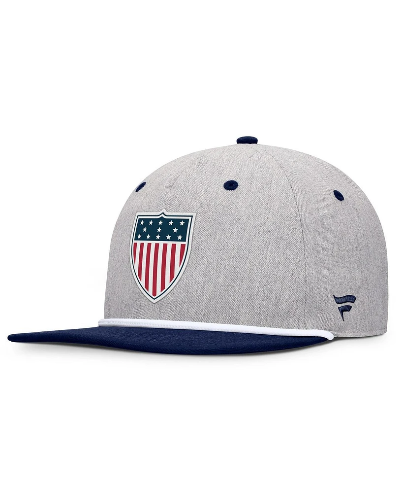 Fanatics Men's Heather Gray/Navy Team Usa Eagle Snapback Hat