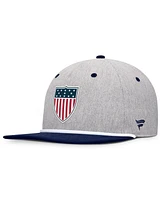 Fanatics Men's Heather Gray/Navy Team Usa Eagle Snapback Hat