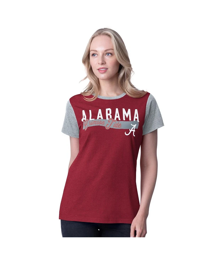 G-iii 4Her by Carl Banks Women's Crimson Alabama Tide Racer Crewneck Ringer T-Shirt