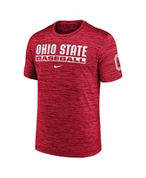 Nike Men's Scarlet Ohio State Buckeyes Velocity Baseball Wordmark Stack Performance T-Shirt