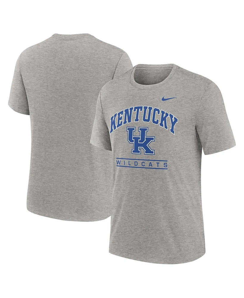 Nike Men's Heather Gray Kentucky Wildcats Arch Over Logo Tri-Blend T-Shirt