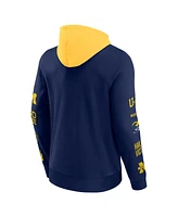 Fanatics Men's Navy/Maize Michigan Wolverines Color Block Badge Fleece Pullover Hoodie