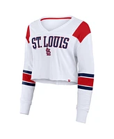 Fanatics Women's White St. Louis Cardinals Stretch Cropped Fashion Long Sleeve T-Shirt