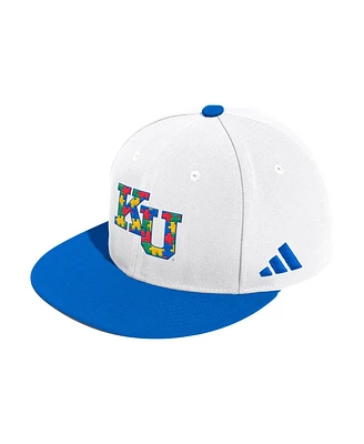Adidas Men's White Kansas Jayhawks On-Field Fitted Baseball Hat