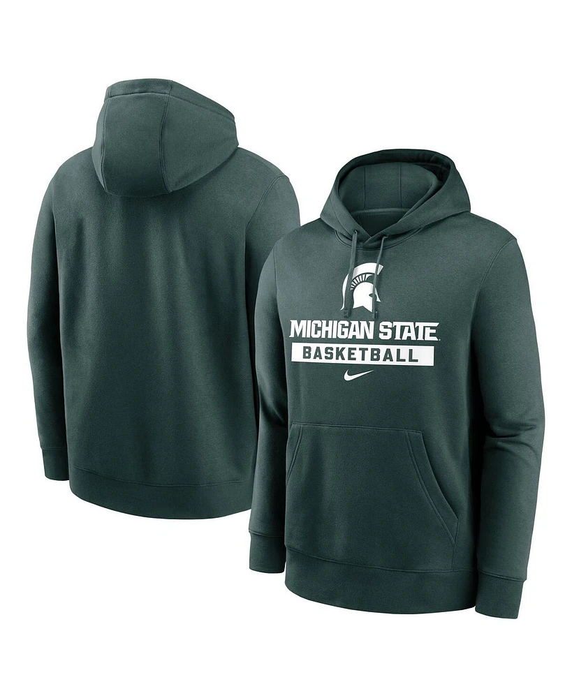 Nike Men's Green Michigan State Spartans Basketball Stack Club Fleece Pullover