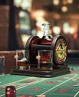 The Wine Savant Casino Roulette Whiskey Decanter with Dice Whiskey Glasses, Set of 3