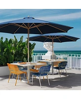 Yescom 13FT Large Outdoor Patio Umbrella UV30+ Wood 8 Rib Pole for Table Beach Yard Garden Wedding Deck Cafe Pool Navy