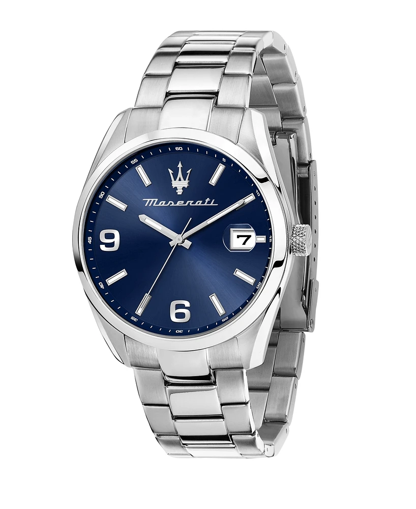 Maserati Men's Date Stainless Steel Metal Band Watch, 43mm