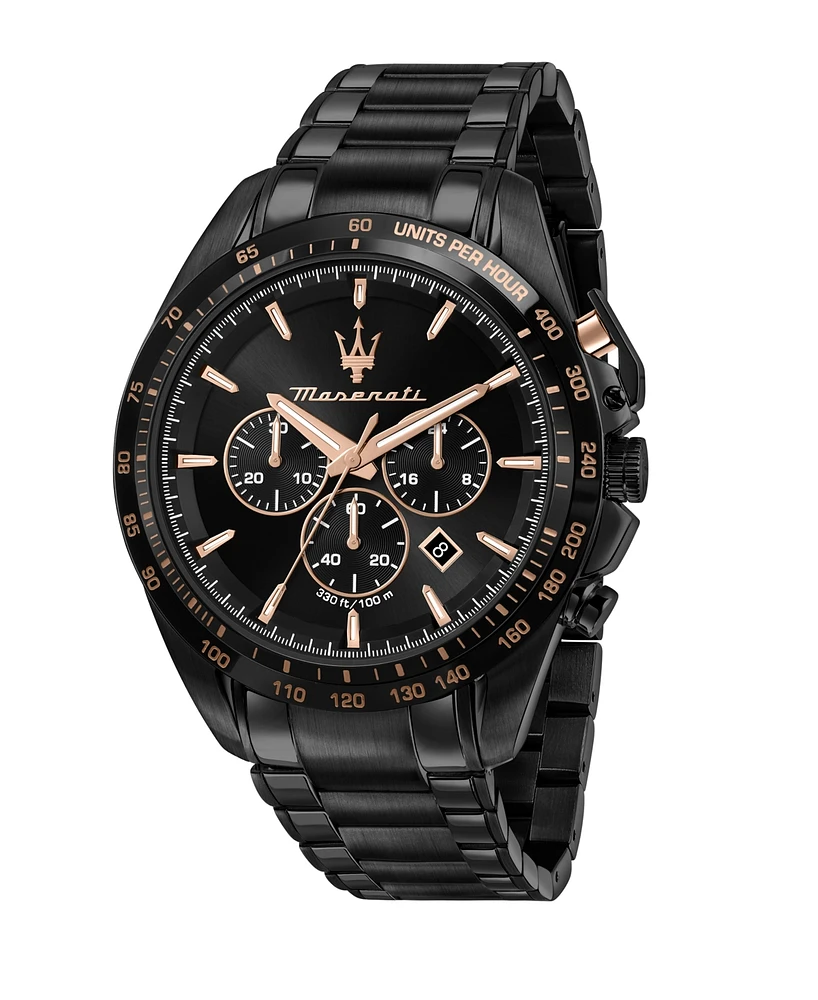 Maserati Men's Chronograph Black Metal Band Watch, 45mm