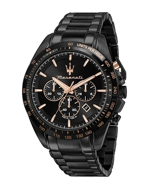 Maserati Men's Chronograph Black Metal Band Watch, 45mm