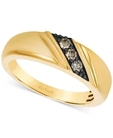 Le Vian Chocolatier Men's Chocolate Diamond Three Stone Diagonal Band (1/5 ct. t.w.) in 14k Gold