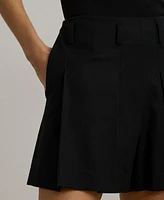 Lauren Ralph Women's Pleated High-Rise Cotton-Blend Shorts