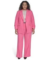 Calvin Klein Plus One-Button Ruched-Sleeve Jacket