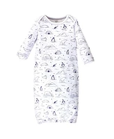 Touched by Nature Baby Boys Organic Cotton Long-Sleeve Gowns 3pk, Arctic, Preemie