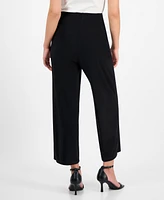 Ak Anne Klein Petite Mid-Rise Cropped Wide-Leg Pants