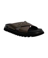 Karl Lagerfeld Paris Men's Tumbled Leather Criss Cross Sandal