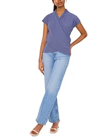 Sam & Jess Women's Solid-Color Wrap-Front Top