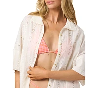O'Neill Women's Olivia Cotton Eyelet-Embroidered Cover-Up Shirt
