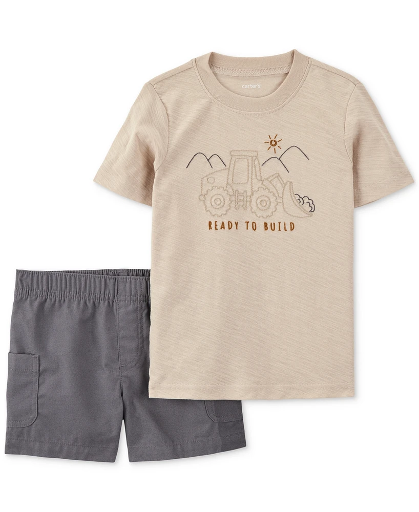 Carter's Toddler Boys Construction T-Shirt & Shorts, 2 Piece Set