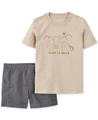 Carter's Toddler Boys Construction T-Shirt & Shorts, 2 Piece Set
