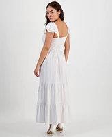 Jamie & Layla Petite Sweetheart Tiered Flutter-Sleeve Maxi Dress