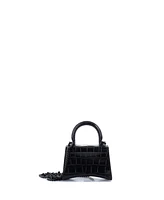 Pre-Owned Balenciaga Mini Hourglass Chain Top Handle Bag Embossed Leather