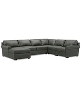 Radley Roll Arm 139" -Pc. Leather Square Corner Chaise Sectional