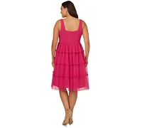 Aidan by Adrianna Papell Plus Square-Neck Tiered Dress