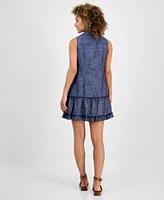 Robbie Bee Women's Button-Front Ruffled-Hem Dress