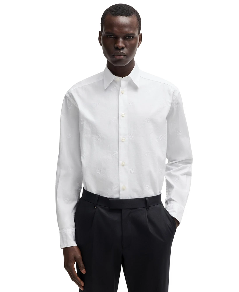 Boss by Hugo Men's Embroidered Relaxed-Fit Dress Shirt