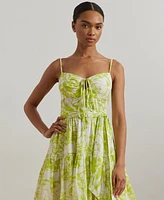 Lauren Ralph Lauren Women's Floral Belted Voile Sleeveless Dress