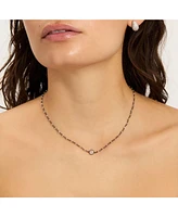 Adornia Fine Labradorite Rosary Necklace with Moonstone Center Stone black rhdodium .925 sterling silver