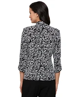 Alex Evenings Petite Mandarin-Collar Jacket & Top Set