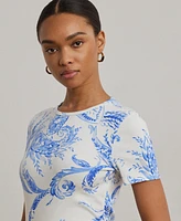 Lauren Ralph Women's Paisley Stretch Cotton Crewneck Tee