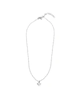Adornia Fine Freshwater Pearl Rosary with Heart Pendant Necklace black rhodium .925 sterling silver