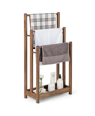 Freestanding Towel Rack 3-Bar Hand Towel Drying Stand with Bottom Storage Shelf