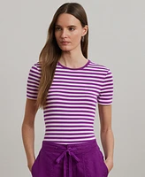 Lauren Ralph Women's Striped Stretch Cotton Crewneck Tee
