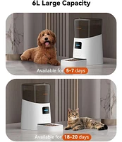 6L Automatic Cat Feeder, WiFi Automatic Dog Feeder with App Control for Remote Feeding, Automatic Cat Food Dispenser with Low Food Sensor and Voice Re