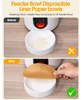 Automatic Pet Feeder Bowl Disposable Paper Liners Set, 45 Pcs Replaceable Paper & 1 Clip Keep Food Bowl Wash-Free and Clean, Suitablefor FT50 Barn Aut