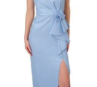 Adrianna Papell Women's Asymmetric-Neck Ruffle-Trim Gown