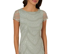 Adrianna Papell Women's Beaded Cap-Sleeve Sheath Dress