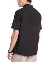 Michael Kors Men's Relaxed Fit Short Sleeve Crinkle Popover Shirt