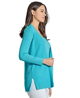 Jones New York Women's Long-Sleeve Side-Slit Cardigan Sweater