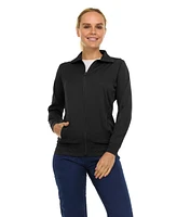 Medichic Women's Scrub Jackets for Woman, Zip Front Nurse Jacket, 4-Way Stretch Fabric Warm Up Coat Wine X Large