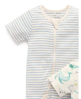 Purebaby Baby Boys Short Sleeve 2 Pack Zip Coverall
