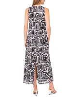Vince Camuto Women's Printed Mesh Sleeveless Maxi Dress