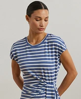 Lauren Ralph Women's Striped Tie-Front Jersey Dress
