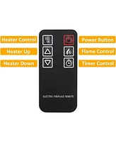 23" Electric Fireplace, 3DInfrared Black Fireplace Electric Insert Heater, with Ir Remote Control, Glass View, Adjustable Realistic Logs & Flames, Ind