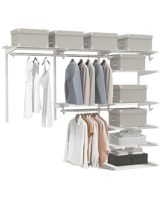 Adjustable Closet Organizer Kit with Shelves and Hanging Rods for 4 to 6 Feet