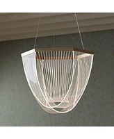 Muir 20 1/2" Modern Pendant Ceiling Light Fixture Dining Room Over Table Kitchen Island Foyer Hanging Unique Led Dimmable Clear Sanded Gold Finish Acr
